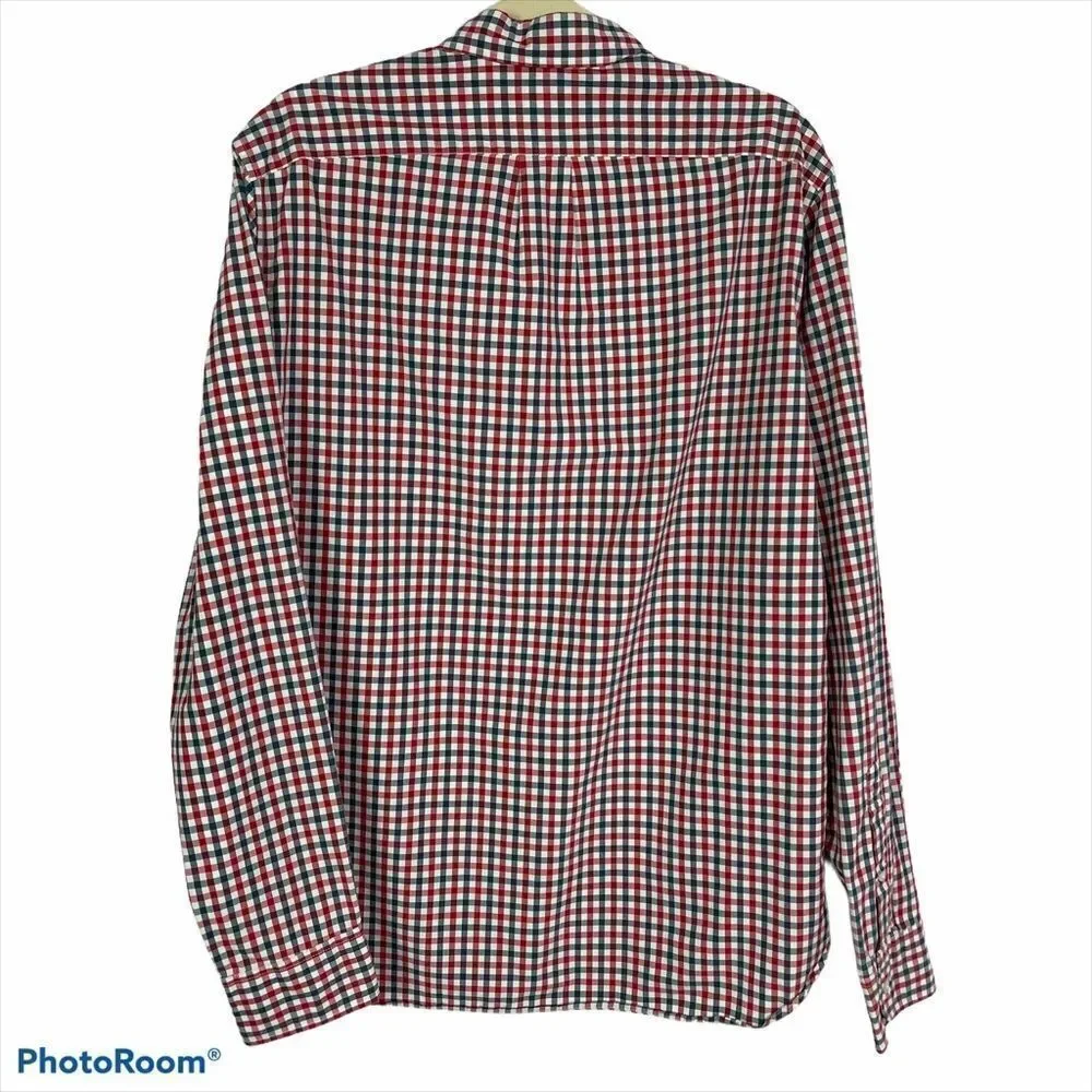 J. Crew red/white/blue plaid button down, medium